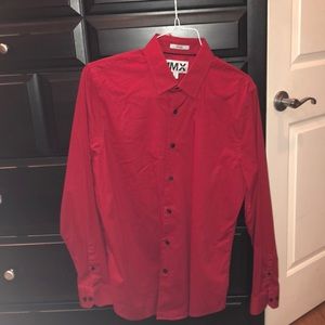 Red button down